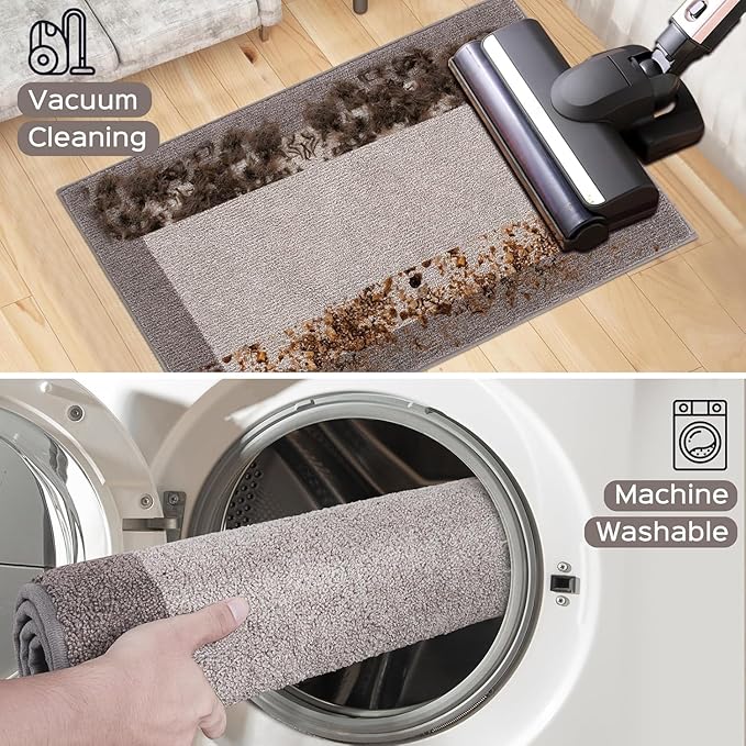 Machine Washable Runner Rug 32" x 168", Non Slip Kitchen Rug for Floor, Absorbent Entrance Rug for Hallway, Bedroom, Living Room, (Roll Packing)