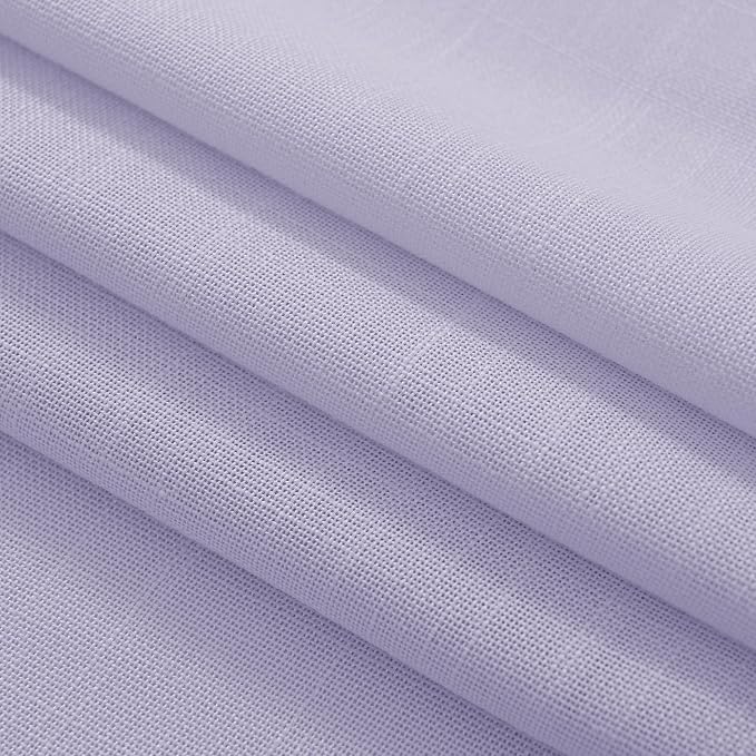 Lavender Back Tab Linen Curtains 102 Inches Length for Bedroom Living Room Semi Sheer Privacy Light Filtering Drapes Farmhouse Boho Texture Window Treatment Sets Violet Purple 52X102