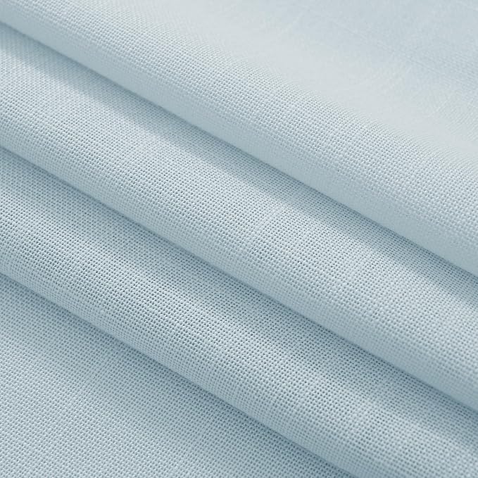 Sky Blue Curtains 72 inch Length for Bedroom Back Tab Light Filtering Semi Sheer Blue Living Room Curtains Linen Cotton Textured Drapery Panel Aesthetic Decor Light Blue 52x72