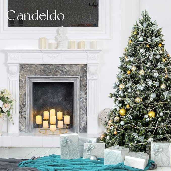 Candeldo Candle Holder for Inside Fireplace, Gold Metal Candelabra | Mantle Decor, Floor Candelabras, Table Centerpiece, Candle Stand for Pillar