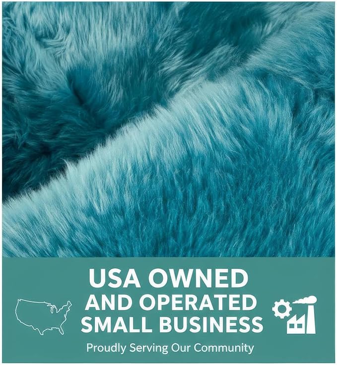 Beach Blue Genuine Sheepskin Rug 2x3 ft, Real Fluffy Single Pelt Fur Accent Rug for Chair, Seat Cover, Nursery & Home Decor, Natural & Soft Shaggy Throw