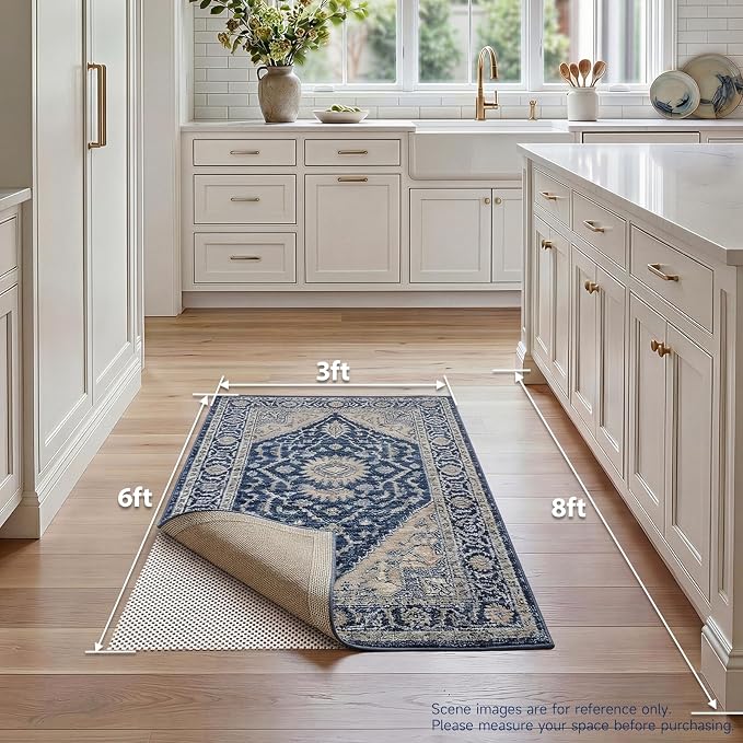 Veken 3x6 Ft Rug Pad Gripper for Hardwood Floors, Non Slip Rug Pads for Area Rugs, Thick Rug Grippers for Tile Floors, Under Carpet Anti Skid Mat, Keep Your Rugs Safe and in Place