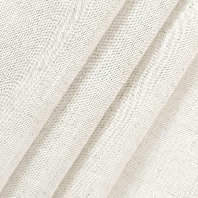 Nanspring Cream Semi Sheer Linen Curtains 69 Inch Length for Living Room Back Tab Rod Pocket Modern Farmhouse Coastal Decor Cotton Textured Gauze Curtains for Dining Room Office Kitchen 52x69