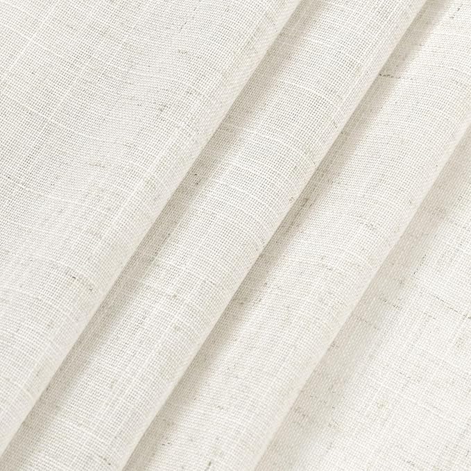 Nanspring Cream Linen Curtains 74 Inches Long for Bedroom Back Tab Light Filtering Privacy Sheer Curtains Modern Farmhouse Coastal Decor Cotton Textured Gauze Curtain for Bathroom 2 Panel Set 52x74