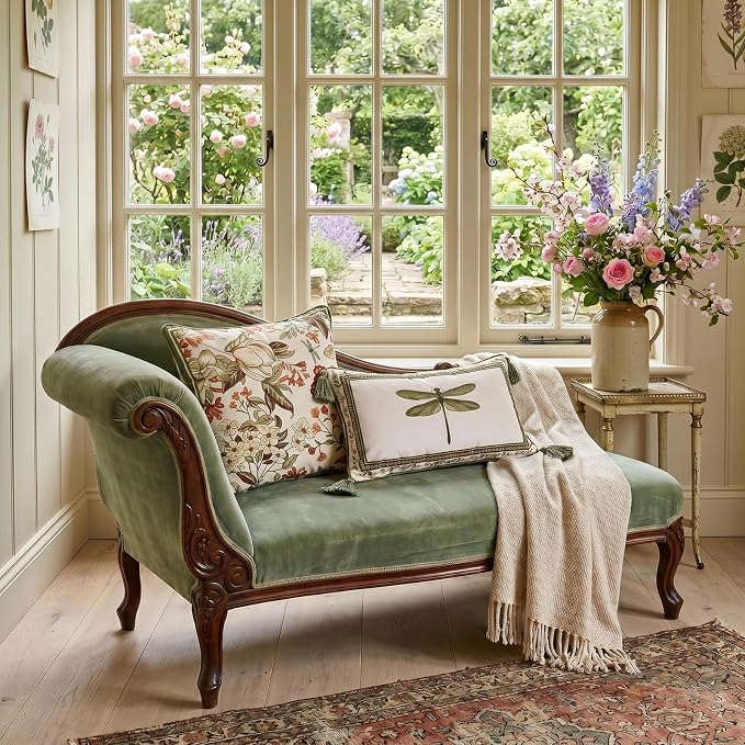 ISAENNE Designer Vintage French Velvet Throw Pillow Cover,20"x12"-Grace C | Pillow Cover,Concealed Zipper Design,Dragonfly Pattern,Sofas,Bedroom,Living Room,Lounge Chairs,All Season Home Decor