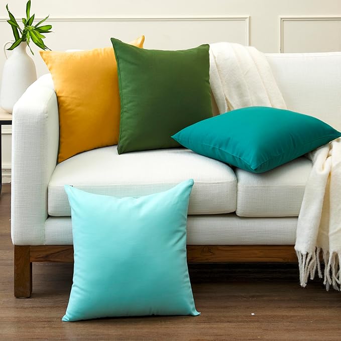 Encasa XO Throw Pillow Covers 20x20 in Set of 2 Mango | No Inserts | Cotton Pillow Covers for Living Room, Bed, Sofa, Couch | Decorative Cushion Covers with Improved Zipper