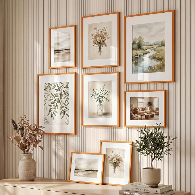 A3 Picture Frame 11.7x16.5 for A4 8.3x11.7 Photo, Aluminum Frame, Orange | Sleek Metal Frame for Wall, Desk & Gift | Beveled Glass & Hardware, Minimalist