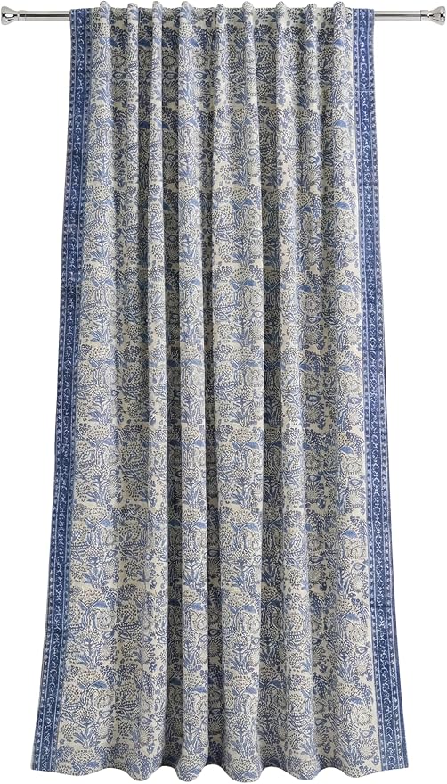 ATOSII Cotton Curtains 60" X 108" Inches Indigo Bloom
