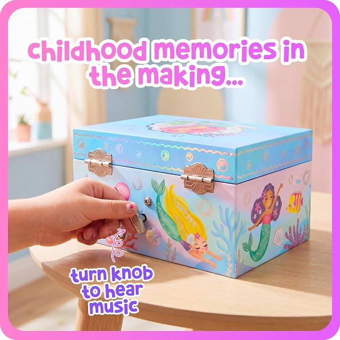 Giggle & Honey® Musical Mermaid Jewelry Box for Girls | Music Boxes for Little Girls | Toddler Jewelry Box for 4 Year Old Kids | Toys for Toddlers | Birthday Gifts for Kids 5, 6, 7, 8, 9 Years