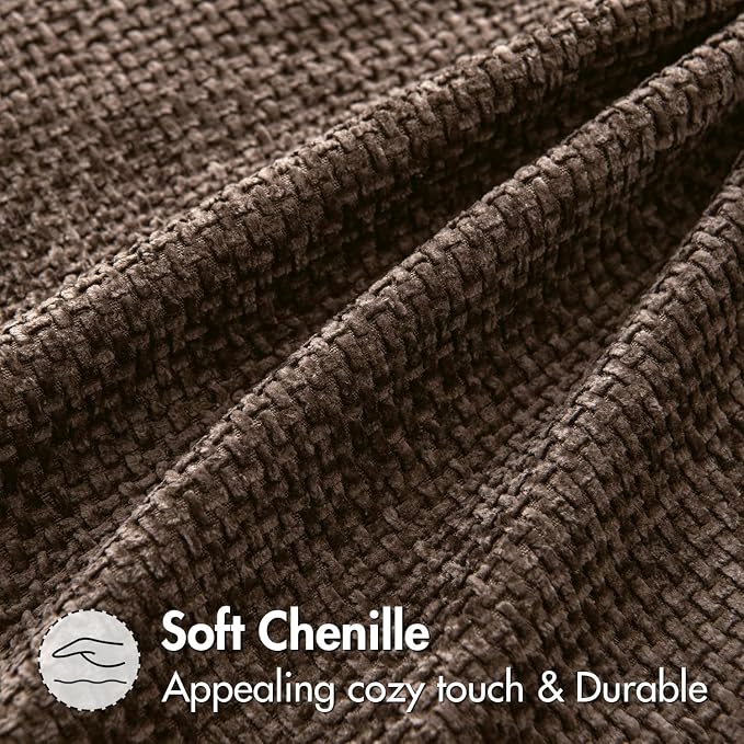 MIULEE Pack of 2 Lumbar Couch Throw Pillow Covers 20x12 Inch Dark Brown Modern Boho Accent Decorative Pillow Covers Soft Chenille Farmhouse Cushion Covers for Home Decor Bed Sofa Living Room