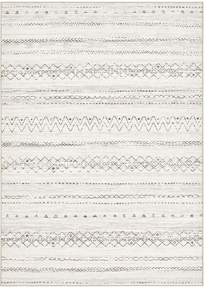 cotiled 8x10 Area Rugs Living Room Rug: Washable Boho Rugs with Non Slip Backing Large Soft Indoor Stain Resistant Carpet for Bedroom Farmhouse Dining Room Lightweight Home Decor Brown