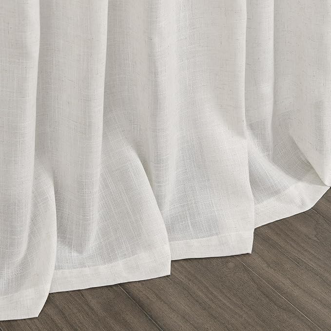 Nanspring Natural Linen Curtains 80 Inch Length for Living Room Country Light Filtering Semi Sheer Curtains Farmhouse Decor Curtain for Bedroom Back Tab and Rod Pocket 52x80, 2 Panels