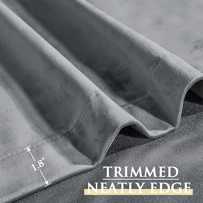 StangH Velvet Drapes 90 inches Long, Light Grey Luxury Home Decoration Bedroom Thermal Insulated Window Curtains for Sliding Door Cafe, W52 x L90, 2 Panels