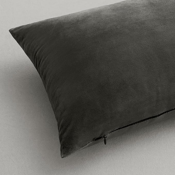 MIULEE Pack of 2 Velvet Pillow Covers Decorative Square Pillowcase Soft Solid Cushion Case for Sofa Bedroom Car 20 x 20 Inch Medium Gray