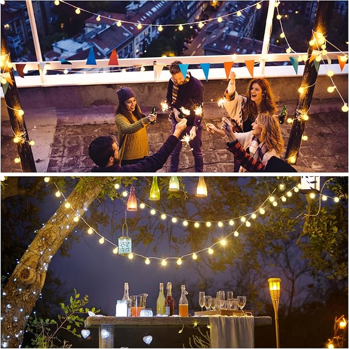 100ft Globe String Lights Indoor Outdoor Waterproof, 200 LED Christmas fairy Lights Plug in with Remote, Connectable Hanging Lights for Bedroom Classroom Camping Patio Wedding Garden Decor, Warm White | 200 LED Christmas fairy Lights Plug in, Connectab...