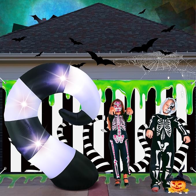 VIHOSE 4.69 ft Halloween Worm Inflatable Decoration Blow up Inflatable Worm Built-in LED Lights for Halloween Outdoor Garden Lawn Scary Party Decor