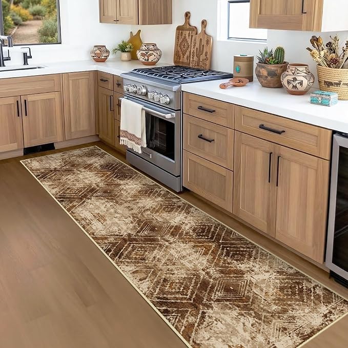 BESTSWEETIE Area Rug 2x6 Rug Machine Washable Non-Slip Low Pile Print Pattern Western Rug for Living Room Bedroom Entryway Tribal Series-Abstract/Cowhide