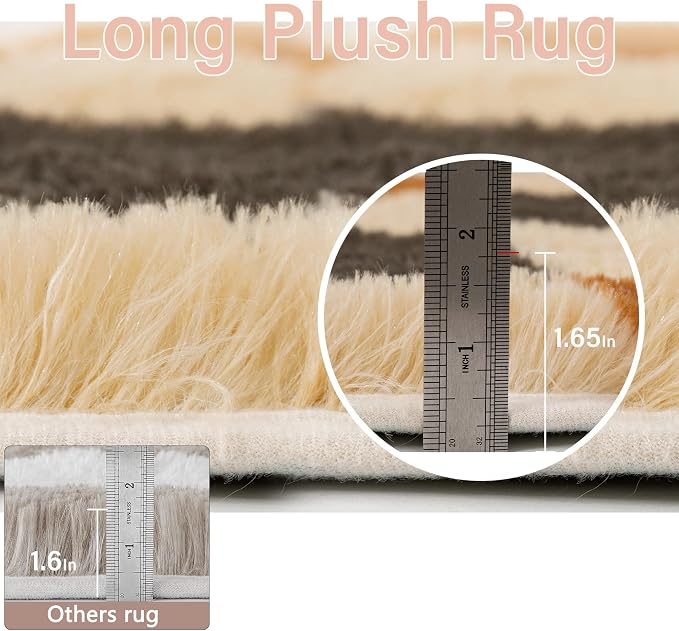 PureCozy Checkered Rug 4x6 for Living Room, Colorful Modern Shag Rug Super Soft Washable Fluffy Rugs Indoor Fuzzy Carpet for Bedroom Home Dorm Aesthetic Decor