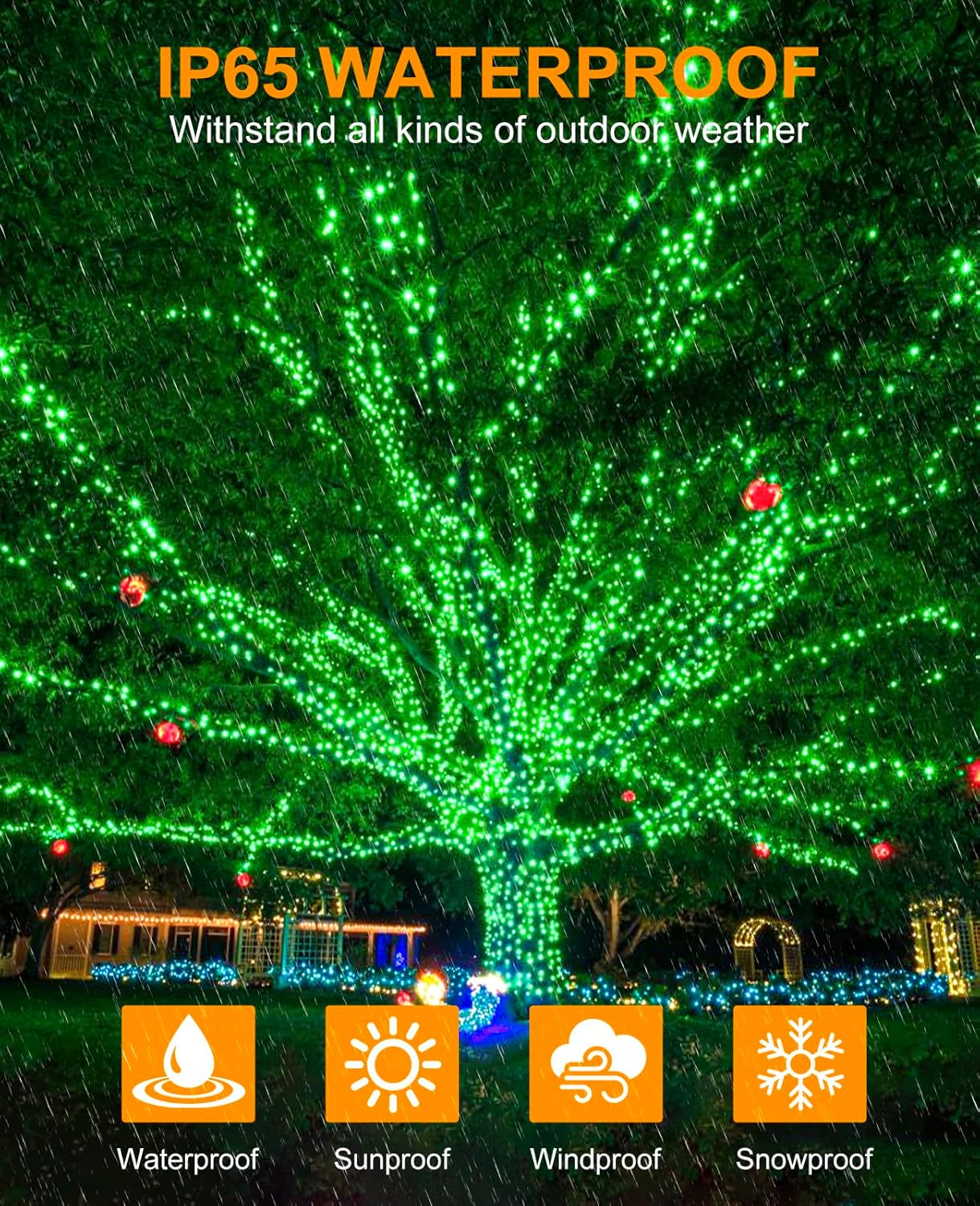 40FT 120 LED Christmas Lights Outdoor, Green Wire Christmas Tree Lights with 8 Modes & Waterproof, Connectable Plug in String Light for Indoor Garden Yard Party Holiday Decorations, Green