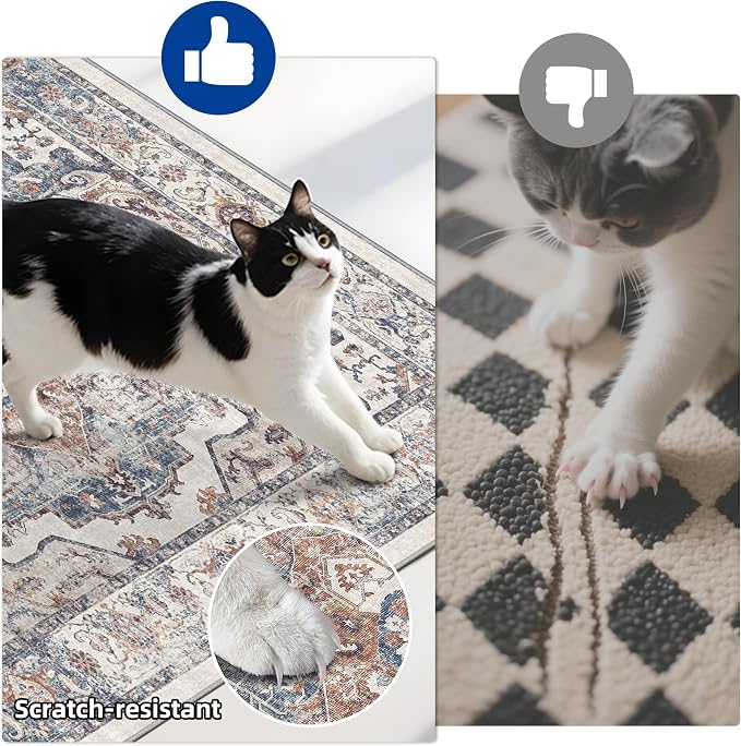 2-Piece Kitchen Runner Rug Set: Washable Non-Slip Floor Mats for Sink & Stove Cooking Area Soft Low Pile Water-Resistant Carpet for Dishwasher Fridge Fronts Durable Kitchen Island Mats(2x3+2x4,Brick)