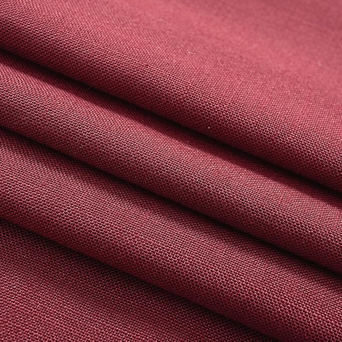 Burgundy Curtains for Living Room Back Tab Modern Farmhouse Semi Sheer Burgundy Curtains 45 inches Long 2 Panels Set Muted Neutral Window Curtain for Dining Room Bedroom 52x45