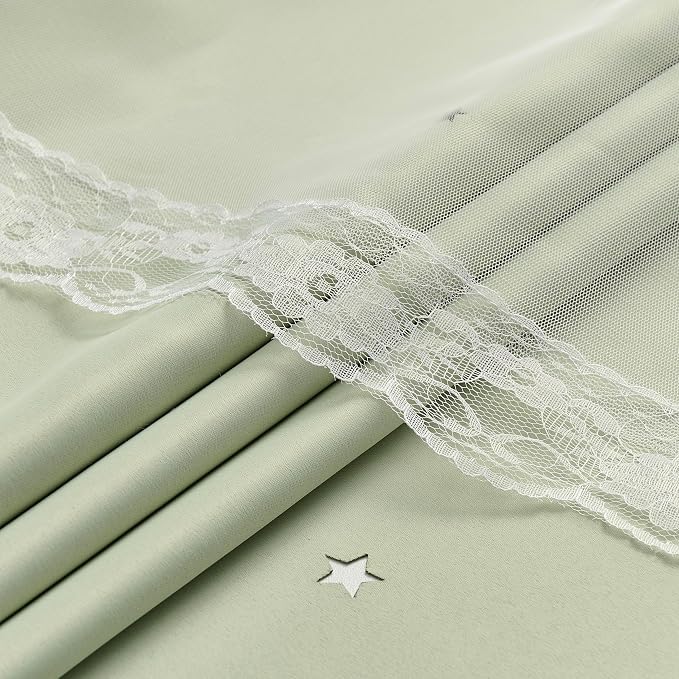 XiDi Star Blackout Sage Green Curtains 63 inch Length 2 Panels Set Chic Thermal Insulated Grommet Room Darkening Window Drapes for Nursery Kids Girls Bedroom Living Room W52 x L63 Light Green