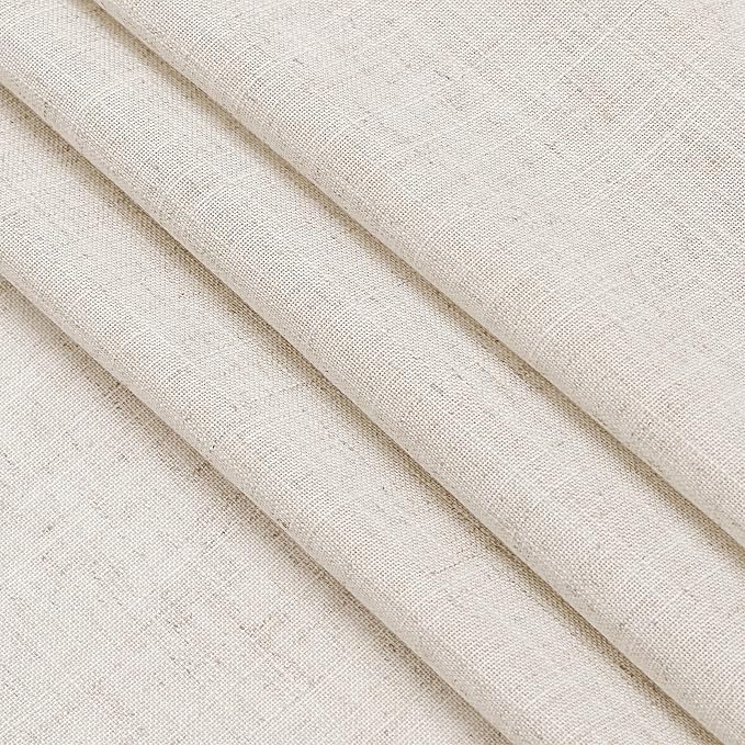 Beige Linen Semi Sheer Curtains 72 Inch Length for Living Room Back Tab Rod Pocket Modern Farmhouse Coastal Decor Linen Cotton Textured Gauze Curtains 72 Inches Long for Dining Room Office 42x72