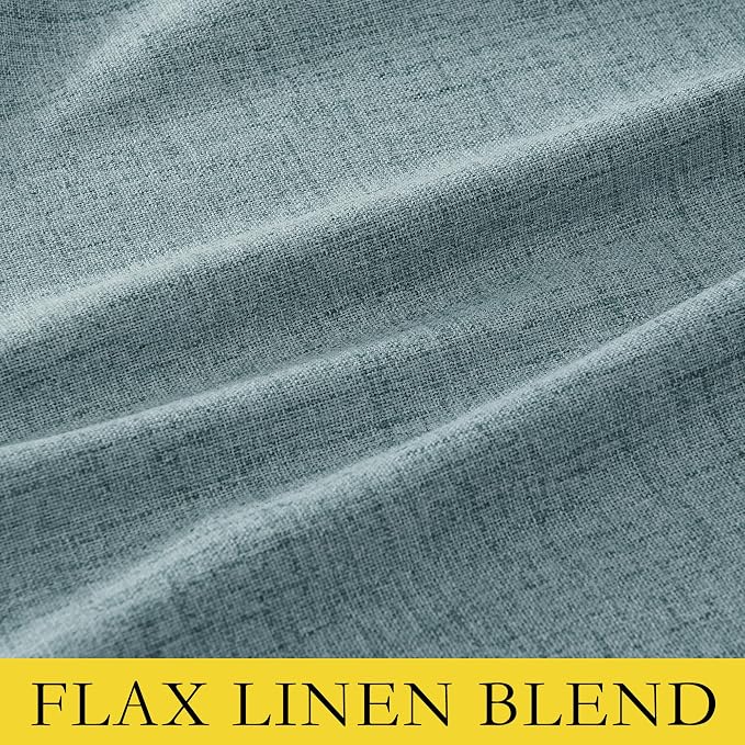 NICETOWN 100% Absolutely Blackout Linen Curtains with Thermal Insulated Liner, Skylark Blue, 62" Wide, 90" Length Energy Saving Curtains for Living Room 2 Panels Set, Vertical Blinds