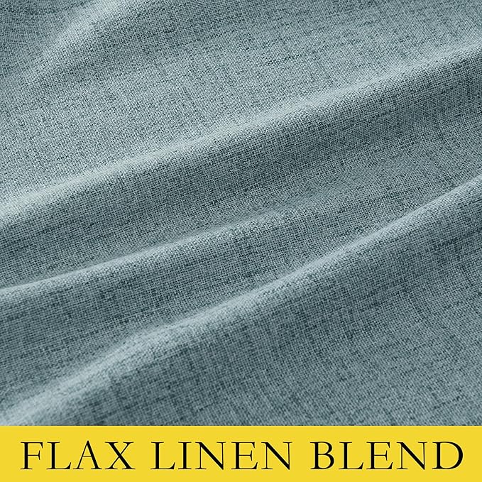 NICETOWN 2 Panels Skylark Blue Linen 100% Blackout Curtains, 42 x 63 Inch, Rod Pocket Style, Thermal Insulated & Noise Reducing Drapes for Living Room, Bedroom, Nursery, Modern & Simple Design
