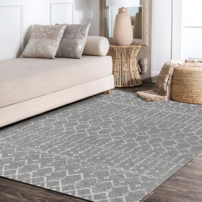 JONATHAN Y Boho Vintage Diamond Gray/Ivory Indoor Area Rug 5X8 ft, Moroccan Hype for Living Room, Bedroom, Kitchen, Office, Easy-Cleaning, High Traffic, Pet-Friendly, Non-Shedding (MOH101C-5)