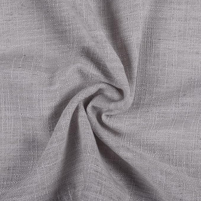 TWOPAGES 34" W x 30" L Linen Blend Cafe Curtains for Kitchen Window, Light Filtering Pinch Pleated Tier Curtains, Modern Farmhouse Half Window Curtains for Small Window, Rock Grey, 2 Panels