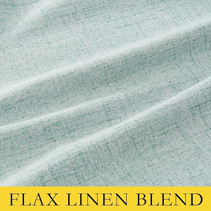 NICETOWN 100% Absolutely Blackout Linen Curtains with Thermal Insulated Liner, Seafoam Green, 62" Wide, 108" Length Energy Saving Curtains for Living Room 2 Panels Set, Vertical Blinds
