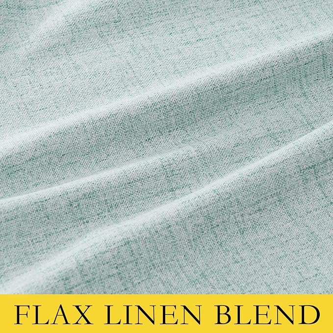 NICETOWN 100% Absolutely Blackout Linen Curtains with Thermal Insulated Liner, Seafoam Green, 42" Wide, 90" Length Energy Saving Curtains for Living Room 2 Panels Set, Vertical Blinds