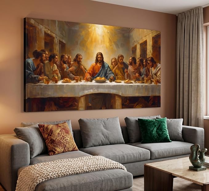 ZAWUDVC Large The Last Supper Wall Art, Jesus Christ Religious Canvas Print Poster, Christian Wall Decor for Church Living Room Bedroom, Biblical Home Decoration,