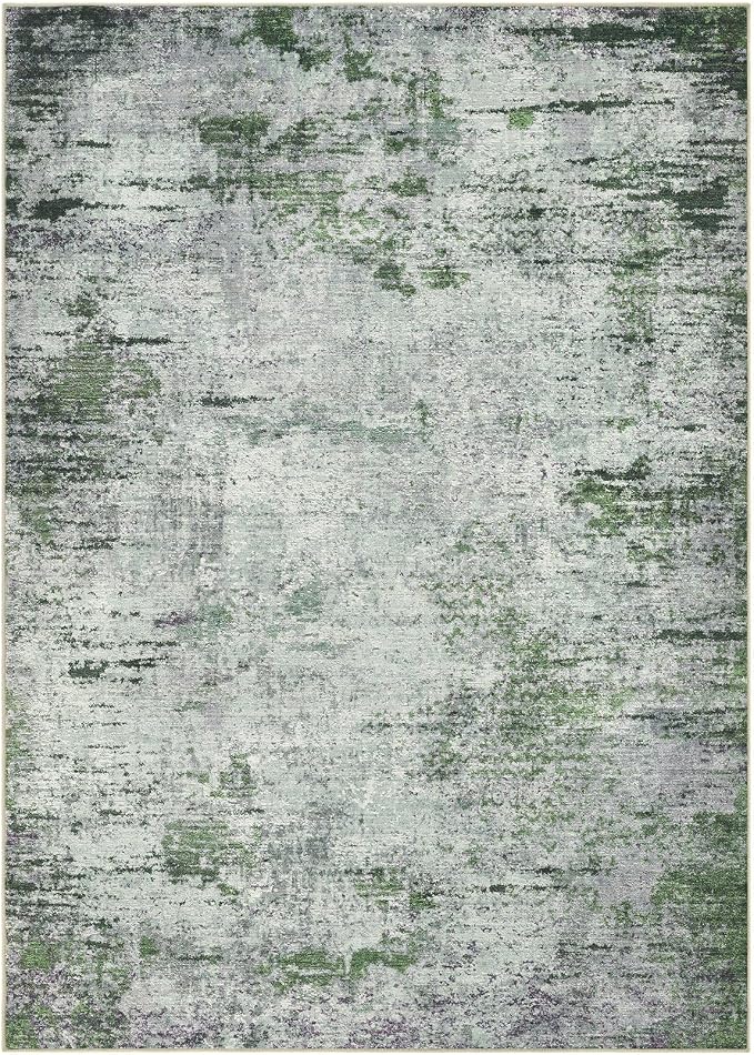 DMOYEST Area Rug Living Room Rugs - 5x7 Large Soft Indoor Neutral Modern Abstract Low Pile Washable Rug Carpet for Bedroom Dining Room Farmhouse Home Office - Green/Grey/Brown
