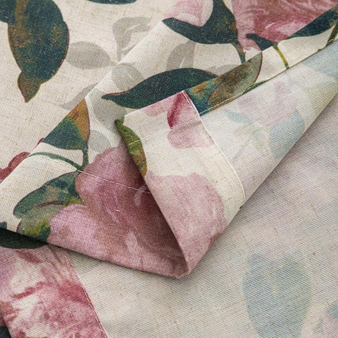 ALIGOGO Floral Printed Curtains 72 Inch Length - Vibrant Pink Floral Curtains for Bedroom Aesthetics Linen Grommet Privacy Colorful Peony Window Drapes 2 Panels, 50 x 72 Inch, Pink