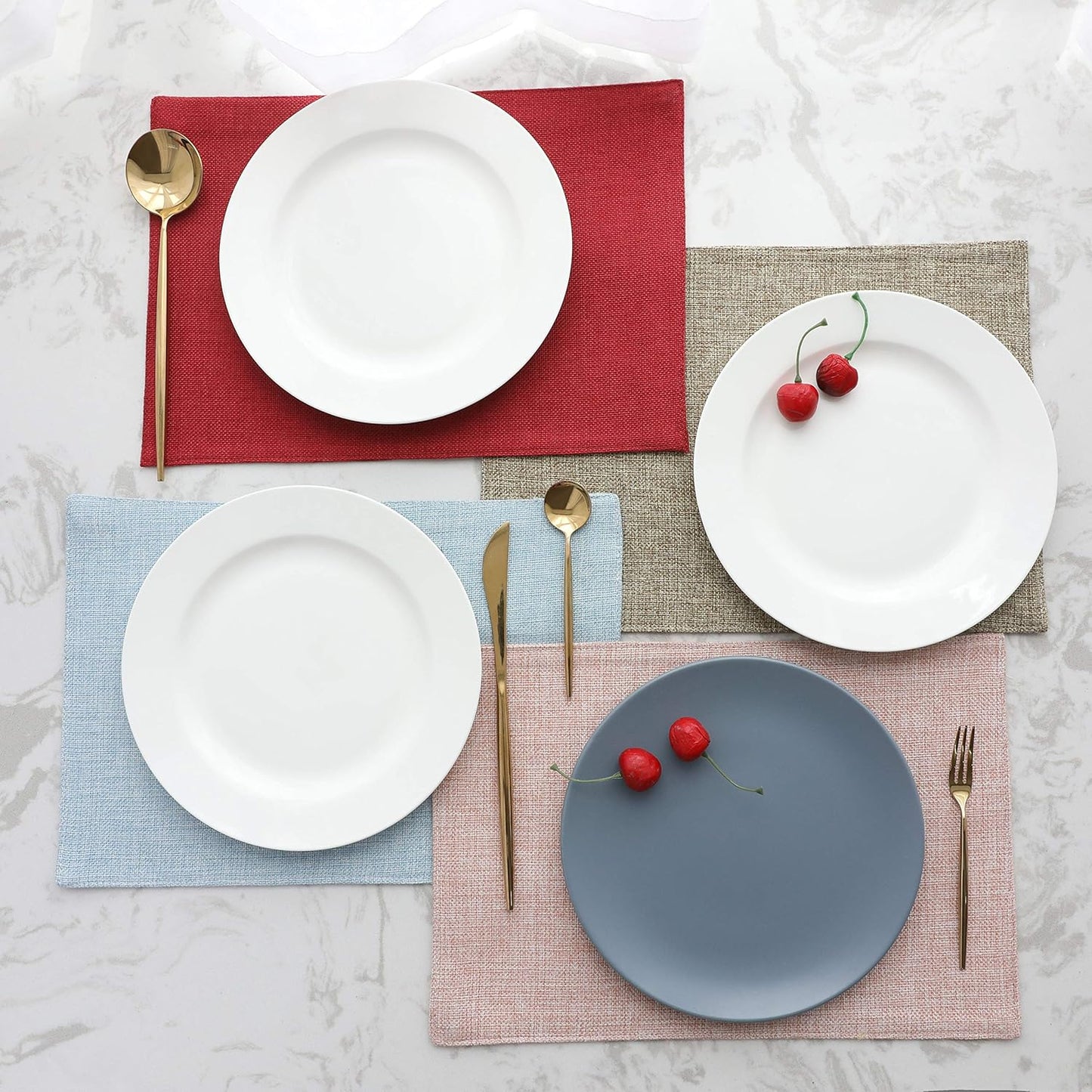 Home Brilliant Linen Placemats Set of 8 Heat Resistant Dining Table Cloth Place Mats Kitchen Table Mats Placemats Table Decor, Natural Linen