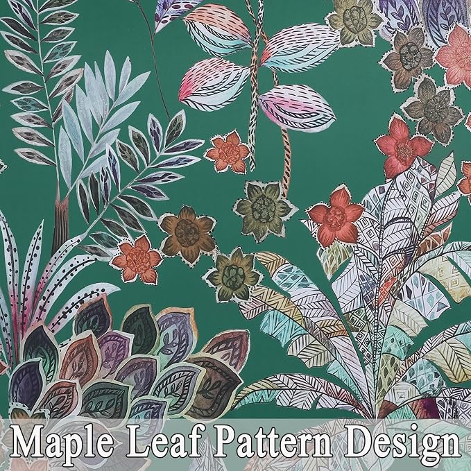 Estelar Textiler Green Printed Blackout Curtains 90 inches Long Living Room,Boho Bedroom Curtains Grommet Thermal Insulated Room Darkening Leaves and Petals Pattern Drapes,52x90 Inch,2 Panels