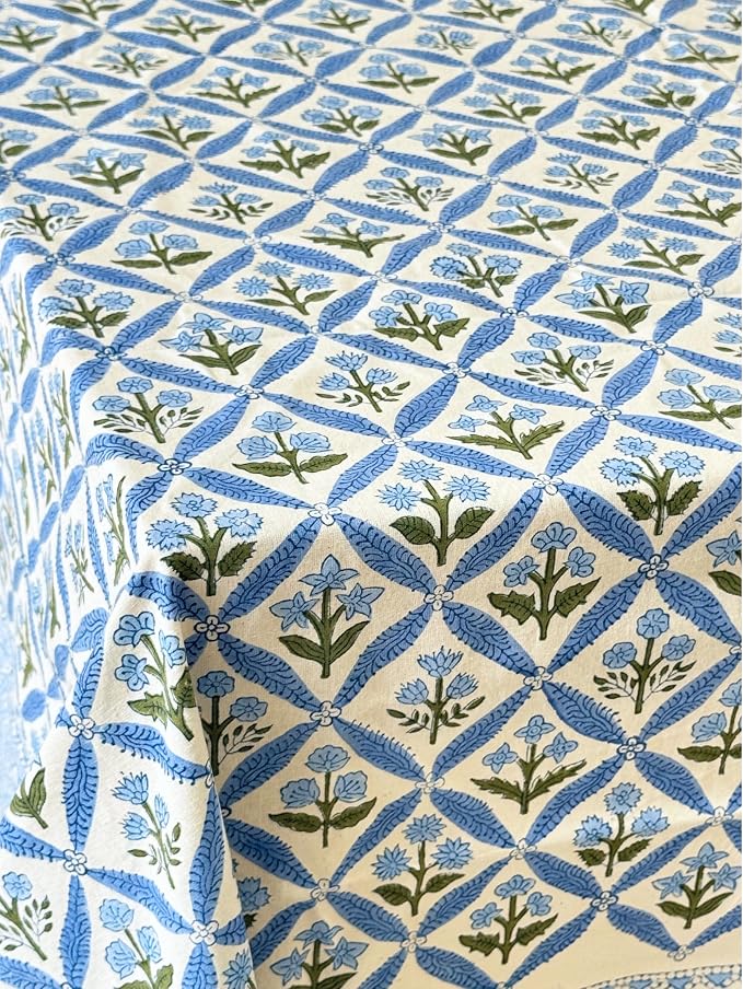 ATOSII Cotton Curtains Netta Blue 60" X 84" Inches