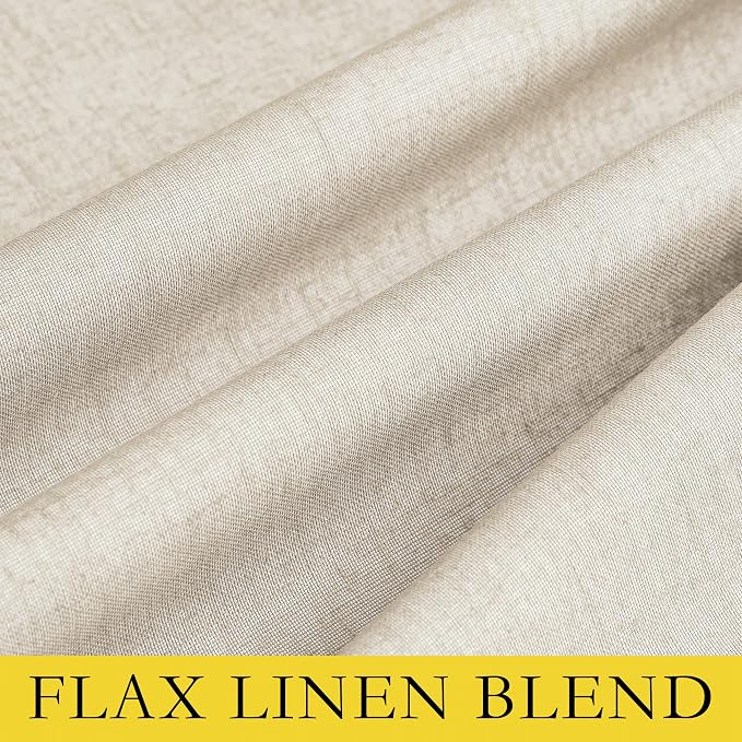 NICETOWN 100% Absolutely Blackout Linen Curtains with Thermal Insulated White Liner, 52" Wide, 2 Panels, 72 inches Long Drapes, Grommet Retro Beige Linen Curtains Vertical Drapes Privacy for Bedroom