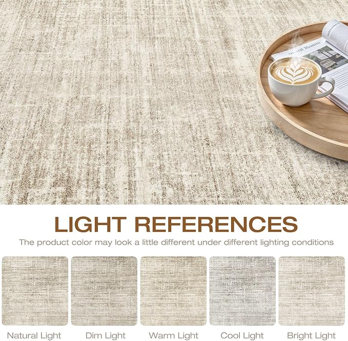 5x8 Area Rug Living Room: Washable Large Neutral Beige Rugs Abstract Soft Modern Stain Resistant Indoor Floor Non-Slip Carpet for Bedroom Nursery Kids Office Playroom Dining Room Under Table Home