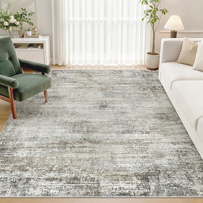 zesthome Area Rugs 6x9 Living Room, Washable Rug Large Modern Abstract Rugs Neutral Rug Stain Resistant Indoor Carpet for Bedroom Kitchen Dining Room Nursery Home Office (Green Grey,6'x9')