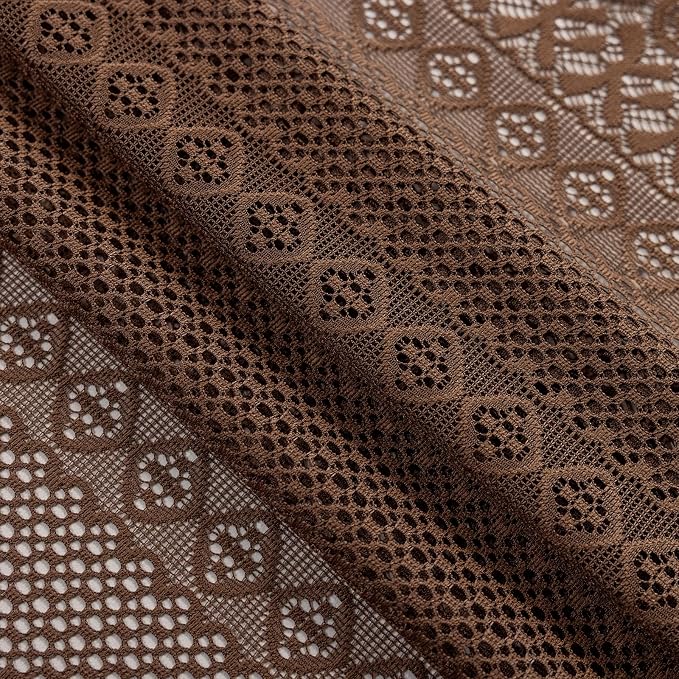 Sutuo Home Caramel Door Window Curtains for Drapery Glass & Sidelights, Boho French Country Style Tassels Vintage Drapes for Front Door Patio Decor, Rod Pocket 2 Panels 25" W x 40" L Dark Coffee