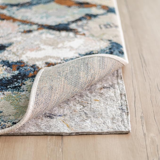 Mohawk Home Non Slip Rug Pad 4' 10" Round - 3/8" Thick Felt + Latex Rubber Gripper - Dual Surface Cushion for Hardwood, Carpet, Tile Floors, Made in USA