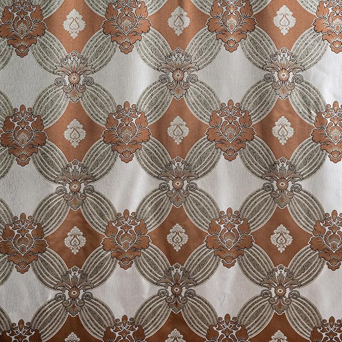 Petrichor Elegant Curtains with Gold Silver Threads 2 Panels Set - Luxury Window Treatment Attached Valance, Sheer Backing, and 2 Tie Backs for Bedroom and Living Room, 54x95 inches, Brown