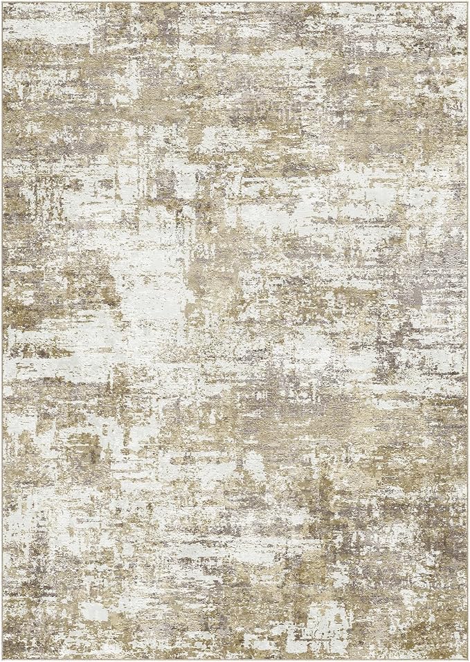 Tortania Area Rug Living Room Rugs - 12x15 Modern Abstract Neutral Large Soft Thin Rugs - Non Slip Indoor Carpet for Bedroom Dining Room Office Nursery Home Floor Decoration - Golden Brown