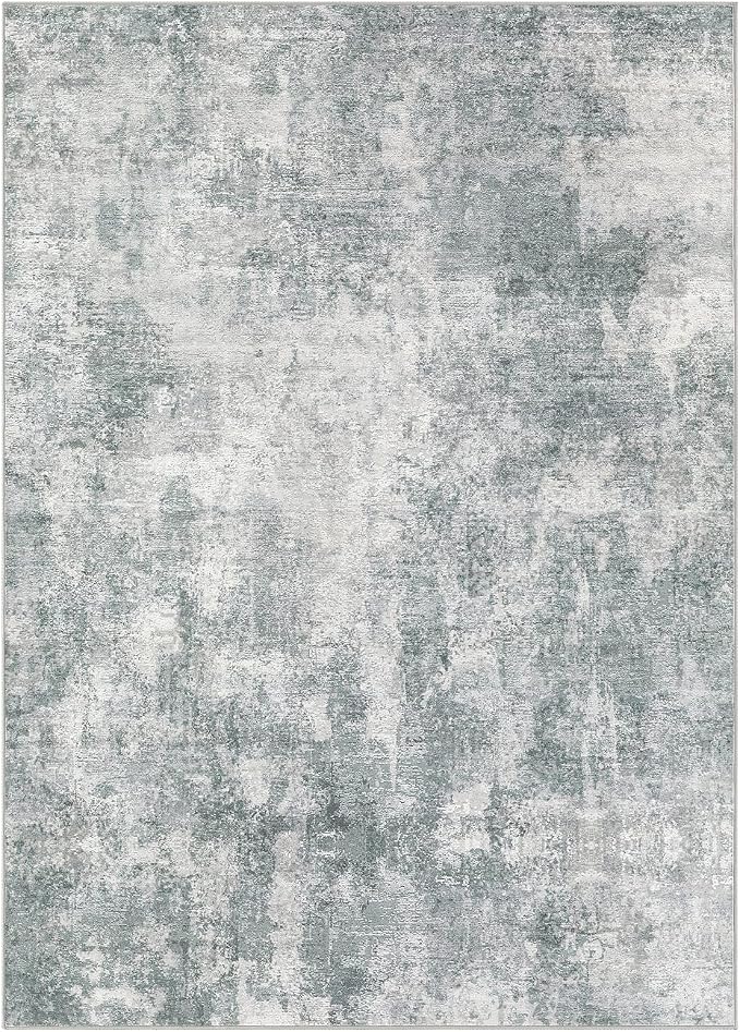 WITSHOCK Area Rugs 8x10 Living Room Rug - Washable Neutral Soft Low Pile Non-Slip Modern Abstract Thin Large Indoor Carpet for Bedroom Dining Room Nursery Office - Grey