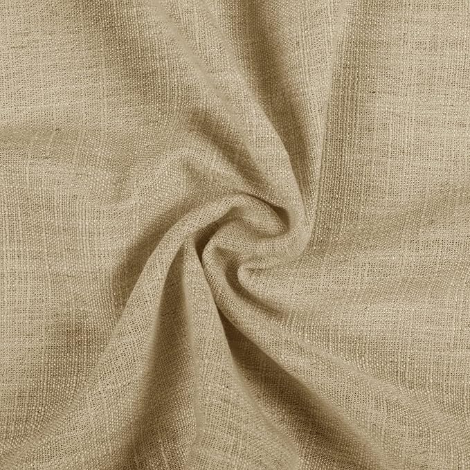 TWOPAGES 26" W x 18" L Linen Blend Cafe Curtains for Kitchen Window, Light Filtering Pinch Pleated Tier Curtains, Modern Farmhouse Half Window Curtains for Small Window, Khaki Yellow, 2 Panels
