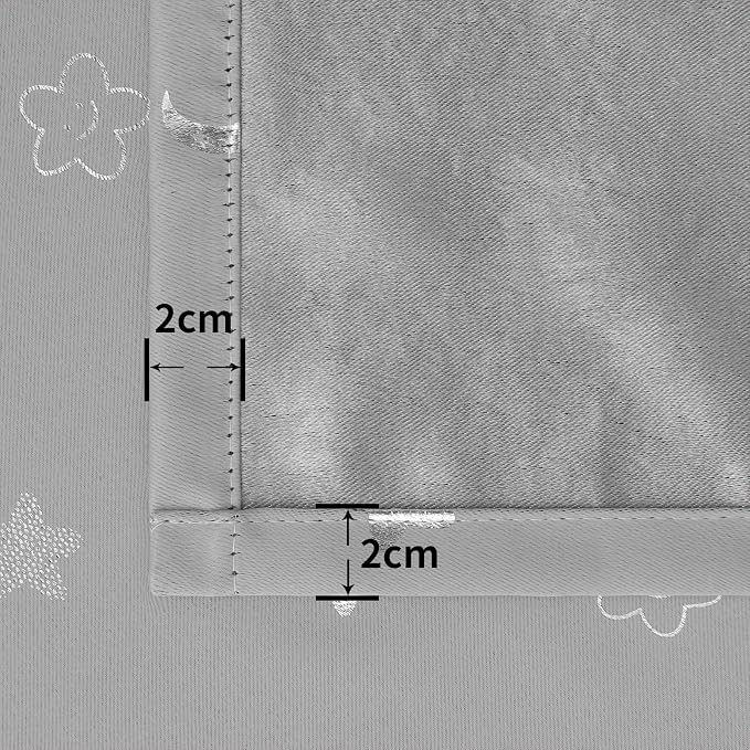 BGment Nursery Curtains for Kids Room, Star and Moon Blackout Curtains for Girls Boys Bedroom, Room Darkening Thermal Insulated Decoration Window Grommet Curtains, 2 Panels of 42 x 72 Inch, Light Grey