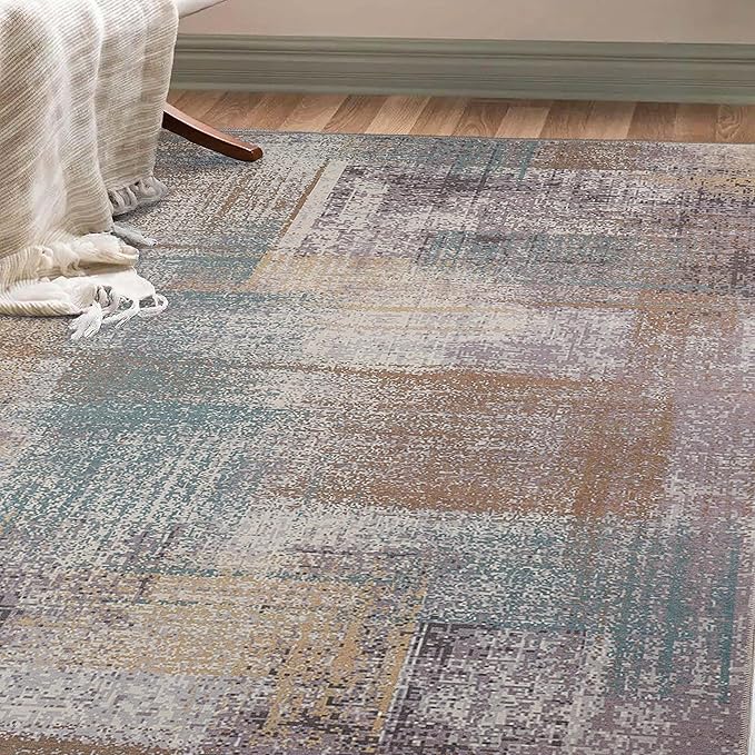 Superior Modern Abstract Washable Rug, Non-Skid Backing, Pet & Kid Friendly, Easy Care, Non-Slip Rugs for Entry, Living Room, Kitchen, Bedroom, Low Pile Area Rug, Ara Collection, 3' x 5', Taupe